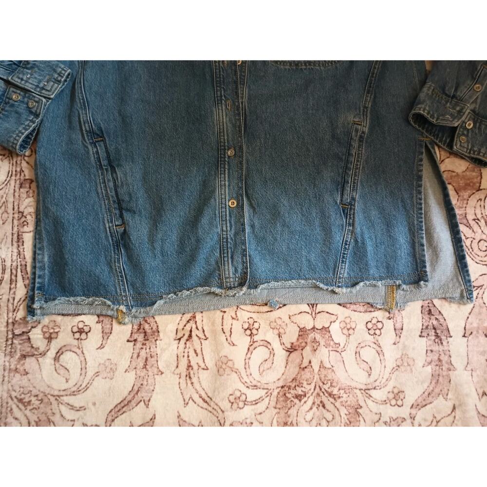 Anthropologie Pilcro Denim Shacket S/M Oversized Distressed Raw Hem Chore - Picture 5 of 12